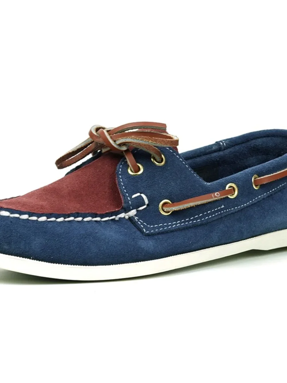 FI-6512-S Navy Burgundy Genuine Suede Lace up Boat Shoes Fiesso by Aurelio Garci